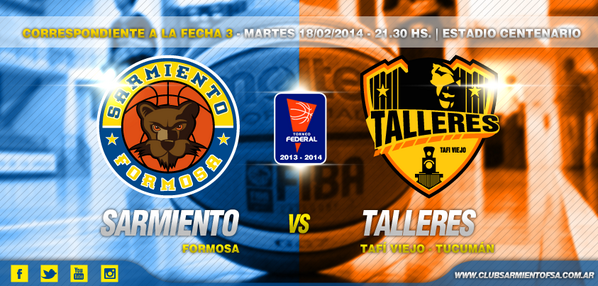 ★★★ SARMIENTO VS TALLERES ★★★ 
• Martes 18 de Febrero, 2014. 
• 21.30hs. 
• Estadio: Centenario.