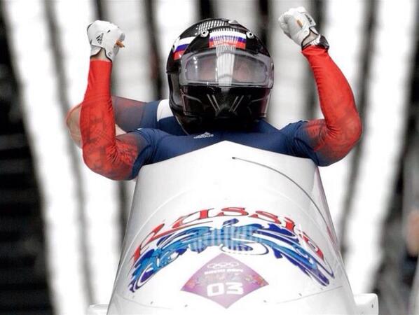 AnnaMart55's tweet photo. Alexandr Zubkov&amp;Alexey Voevoda take Gold in bobsleigh! Go Russia!! 🇷🇺 Proud of #TeamRussia!! #Sochi2014 #olympics http://t.co/kxWdDaMprF