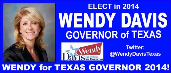cd5762's tweet photo. Follow & ELECT Wendy Davis @WendyDavisTexas for GOVERNOR of TEXAS 2014! #TX TURN TEXAS BLUE! http://t.co/Bo5rlbMvUM #Union #GreenPrimary