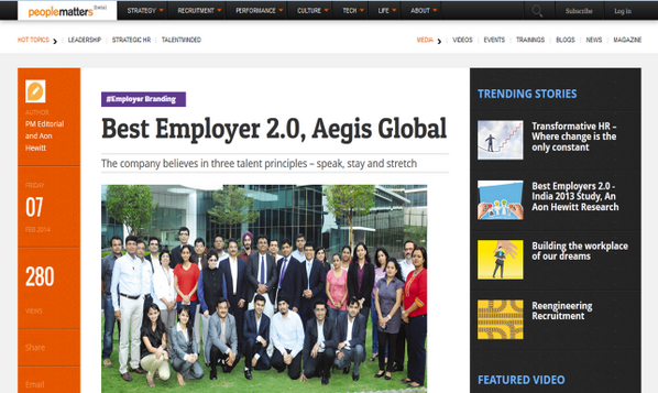 JoyfulVinod's tweet photo. @AonHewitt recognised @aegisonline as the Best Employer 2013. http://t.co/VBnmFqlGAI http://t.co/R76iaTvMlD