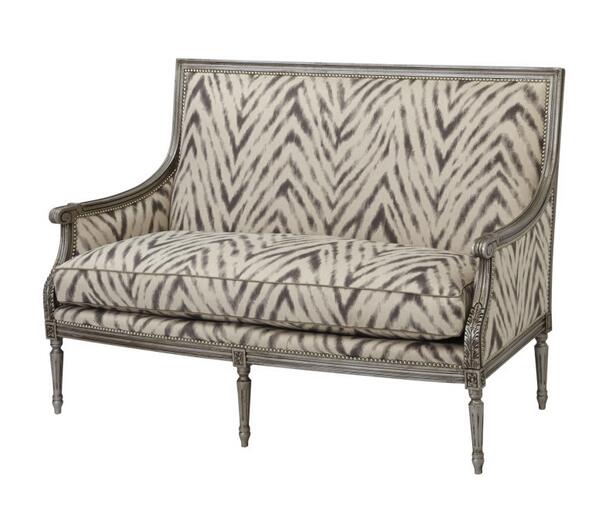 massouddesigns's tweet image. The Dexter Gray Settee is chic and simplistic. The elegant gray &amp;amp; white pattern is sure to complete a room. #Massoud