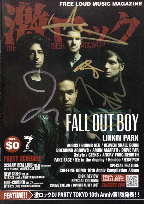 フォロー&RTで応募】FALL OUT BOYメンバー全員のサイン入り激 フォロー&RTで応募】FALL OUT BOYメンバー全員のサイン入り激