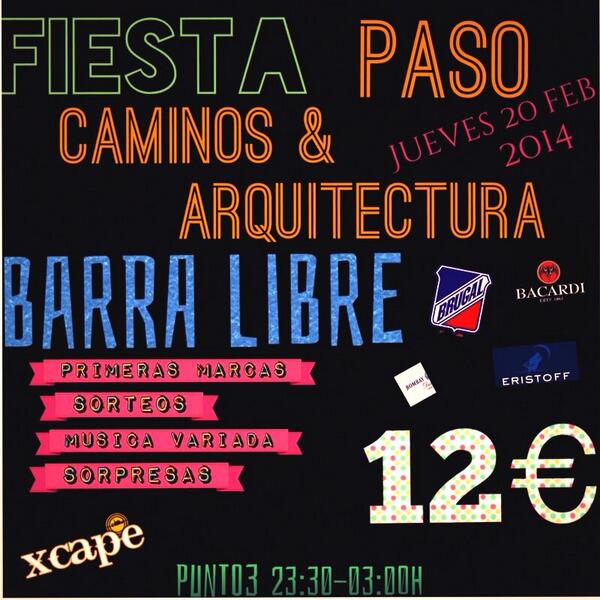 pasocaminos's tweet photo. Por cada 100 RT SORTEO de una ENTRADA para la fiesta del jueves! Quieres venir gratis??? Ya sabes, retwittea!! http://t.co/YoYPLTe64I