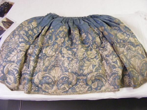 Petticoat of a court mantua worn by a member of the Morgan family of Tredegar House.