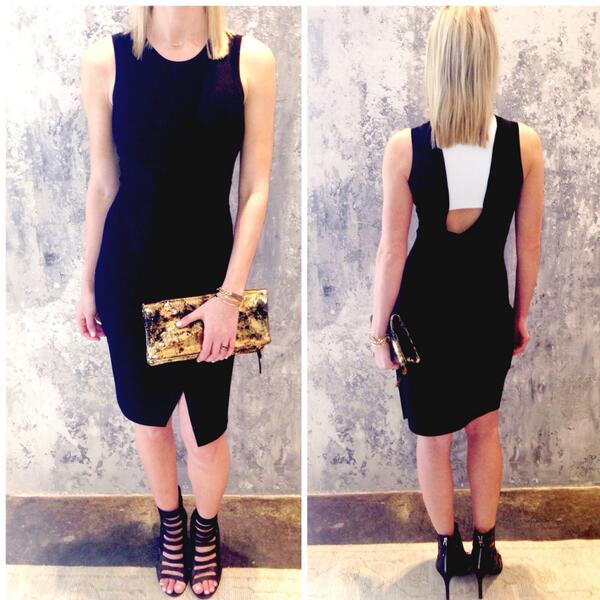 Just got this gorgeous #alc dress in! #ootd #jillmichaeljewelry #kellywearstler #claireviver clutch #dolcevida heels