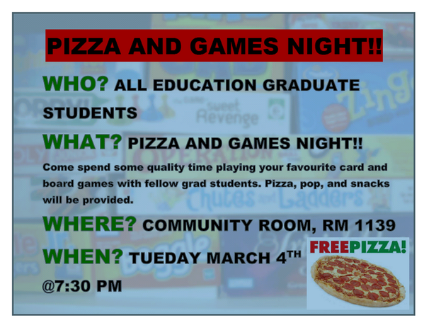 westernUEGSA's tweet photo. EGSA members! De-stress, socialize, play games, and most importantly: P I Z Z A ! You're invited! Tues, Mar 4 at 7:30 http://t.co/WtLwLmlofQ