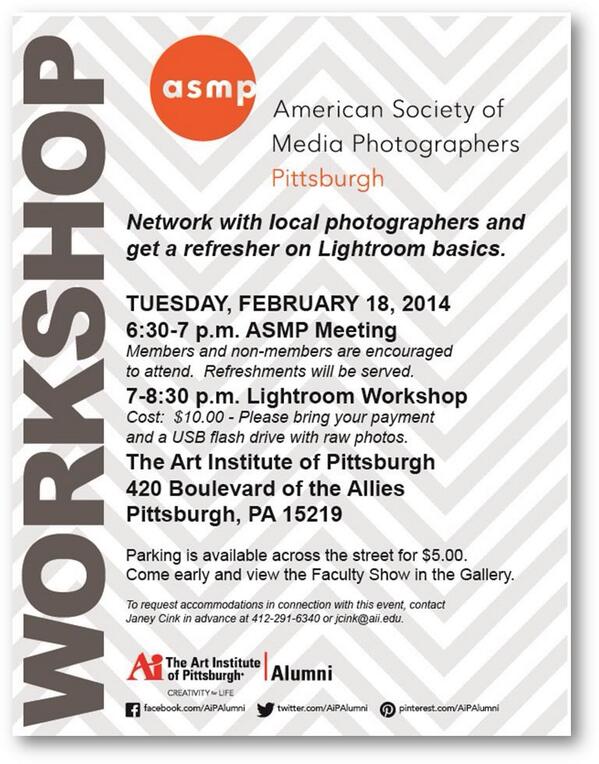 ASMPPittsburgh's tweet image. Another reminder about tonight's Lightroom event, come join!