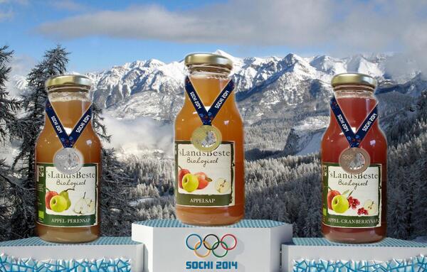 Alweer medailles in Sochi! Ook bij JetDrinks is er een Oer Hollands 1-2-3-tje met de 'sLandsBeste biologische sappen!