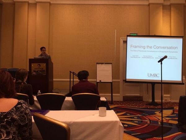 justpac's tweet image. @egyptiankarim presents work on social media use when buying eyeglasses #umbcHCC #cscw2014