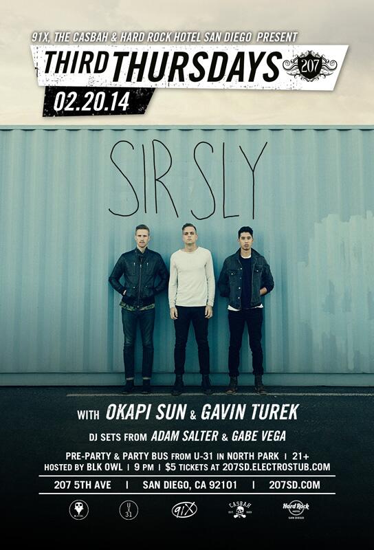 91X's tweet image. u Ready for it? This Thurs #91X presents 3rd Thursdays at Hard Rock! @SirSly and our #LocalBreak @OKAPISUN r playing