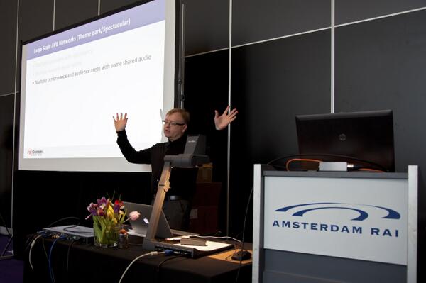 MeyerSound's tweet image. RT @AVnu_Alliance
#ISE2014: Jeff Koftinoff (@statusbar) giving &quot;Deploying Large Scale #AVB Networks&quot; presentation.