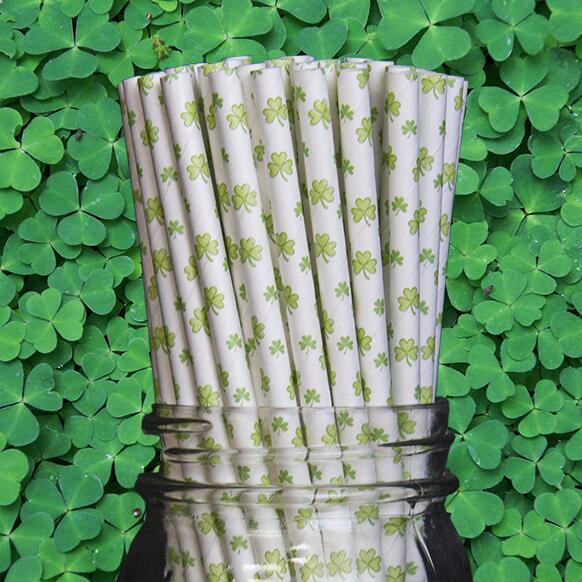 FunPaperStraws's tweet image. Shamrock straws now in stock for St. Patrick's day.  There's a lucky 4-leaf clover hidden somewhere on the straw.