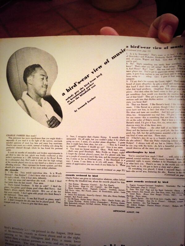 Charlie Parker blindfold test, 1948: