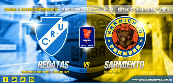 ★★★ REGATAS VS SARMIENTO ★★★ 
• MIÉRCOLES 05 de Marzo, 2014. 
• 21.30hs. 
• Estadio: Juan José Garro.