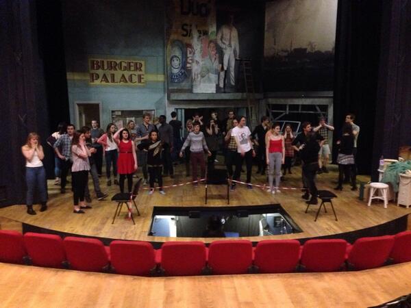 CSSDLondon's tweet photo. The cast of #Grease warming up while the first year #BAActingMT perform HANDEL’S ‘ARIANNA IN CRETA’ best of luck http://t.co/RxKtUY4YwK