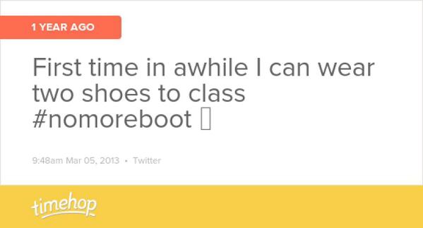 brooke_borowski's tweet image. Exactly 1 year ago today! ...wish I could be saying that now.. #bootproblems  t.imehop.com/1eWphUu