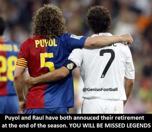 RemarksFootball's tweet photo. Puyol and Raul http://t.co/50bxlBxgkq