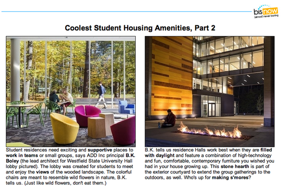 obrmarketing's tweet image. Cool student housing design &amp;amp; amenities by #ADDInc @WestfieldState @Bisnow #academicdesign bit.ly/1eN7PBJ