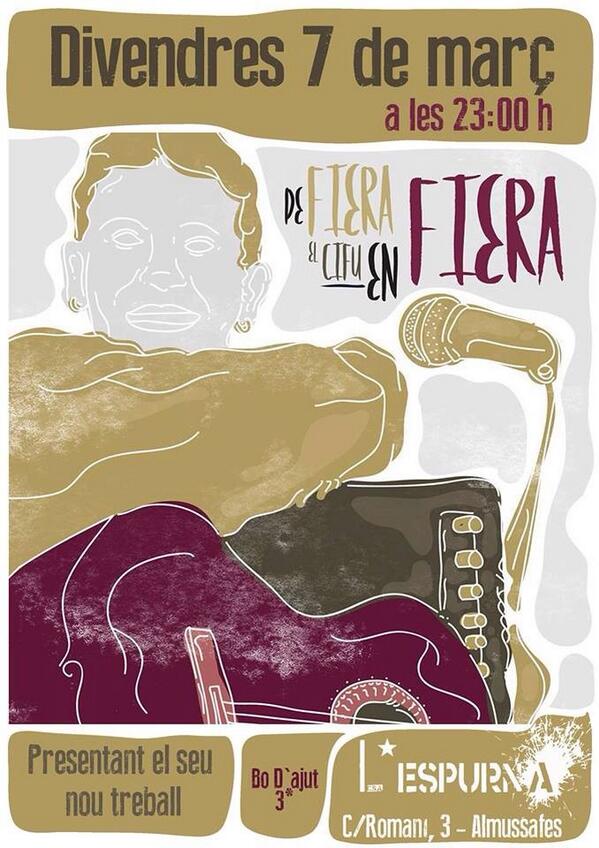 csaEspurna's tweet image. Xiquets el divendres vindra el company Cifu ha presentar el seu nou disc &quot; de fiera en fiera&quot;
