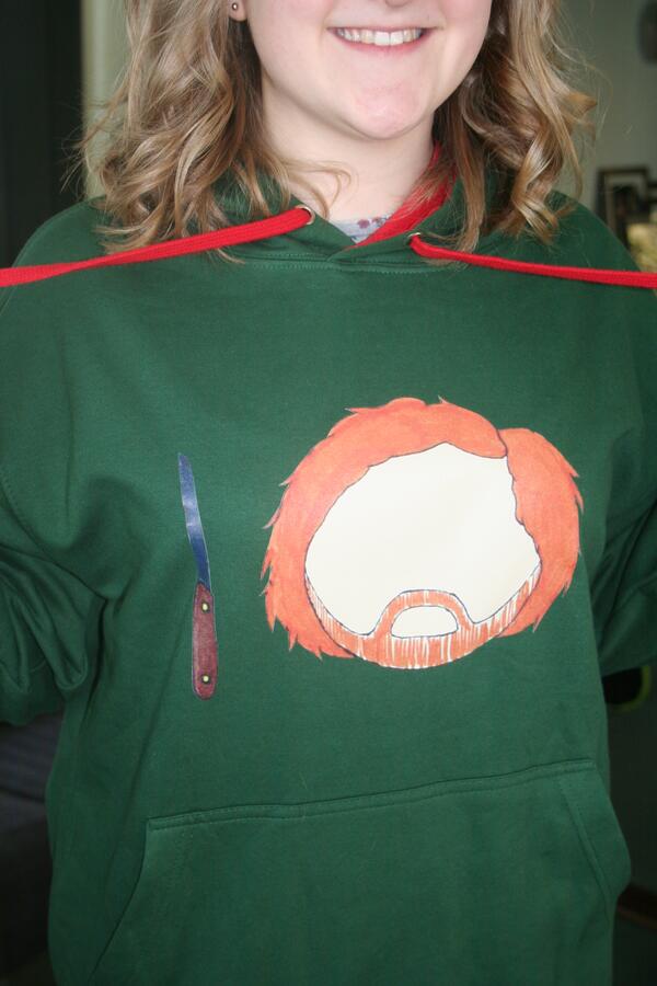 TheMythicalPie's tweet photo. @simonpegg Thought I'd (shoddily) draw and make my own fantastic fear of everything hoodie! My favouritest film ever! http://t.co/gdGcRkaGjk