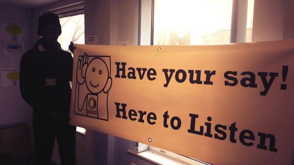 Shelton and our new community organising banner.