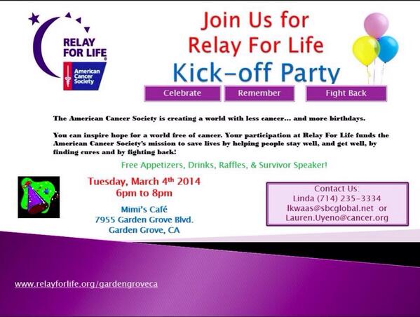 RelayForLifeGG's tweet image. COME JOIN US FOR A BIGGER PARTY THAN THE OSCARS AND REMEMBER TO BRING YOU FRIENDS ALSO