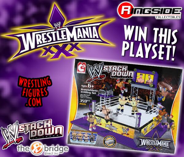 RingsideC's tweet image. Go to Facebook.com/RingsideC and enter to win a #WWEStackDown #WrestleMania30 Ring Playset by #TheBridgeDirect! #WWE