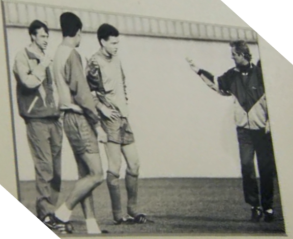 A young Jari Litmanen having a trial with Barcelona in 1992 - with Johan Cruyff and Pep Guardiola #fcb