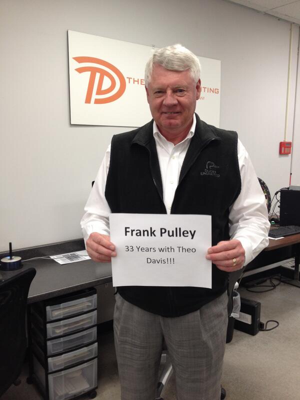 theodavisprint's tweet photo. #Shoutout on #Mentionable #Monday #MM to Frank Pulley! Frank has been with Theo Davis for 33 years! #TheoFamily http://t.co/8rruTveR3C