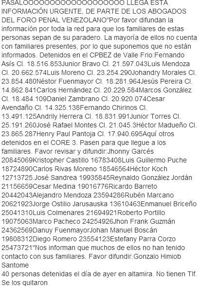 PASARLO URGENTE DETENIDOS DE ALTAMIRA NO TIENEN TLF YA QUE SE LOS QUITARON. RT MAXIMO POR FAVOR.