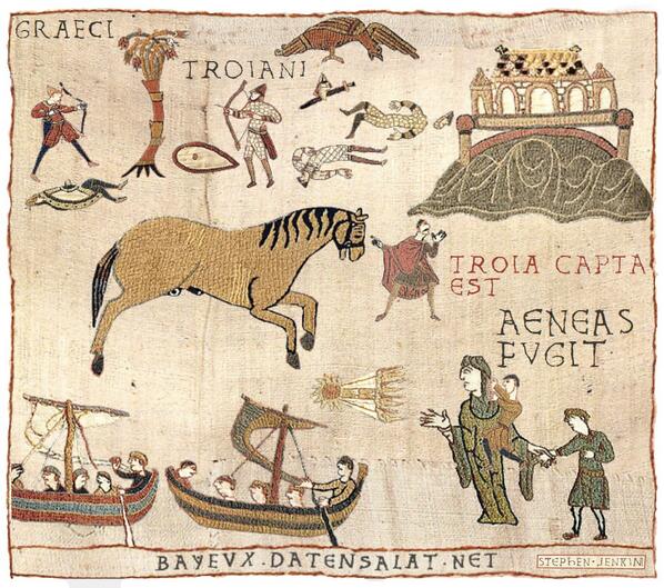 StephenJenkin's tweet photo. Troy falls. In the style of the Bayeux Tapestry.
http://t.co/XOm1BGyeDL