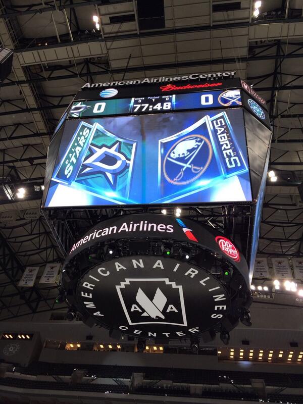 The countdown is on. Puck drop at 8 PM ET. RT @NHLonNBCSports: Here we go American Airlines scoreboard.