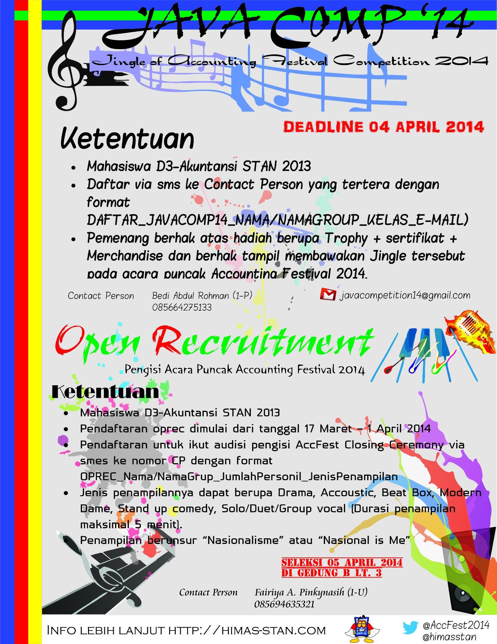 HIMAS PKN STAN on Twitter "Again Kami mengadakan Pencarian Jingle dan Open Recruitment untuk pengisi acara puncak AccFest2014