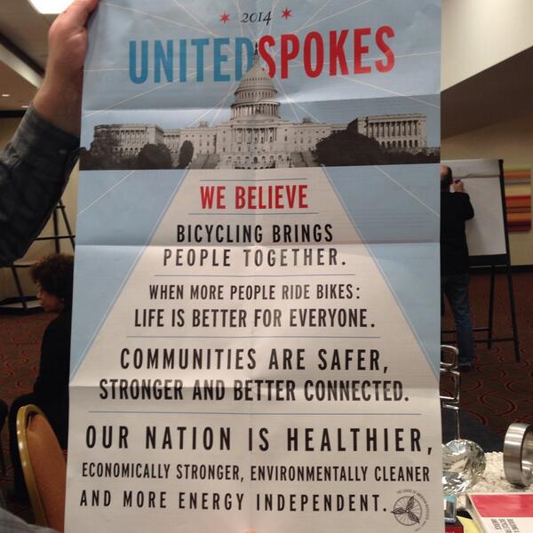 alisongraves's tweet photo. “@MomentumMag: The @bikeleague @Andybikes unveils #webelieve #NBS14 http://t.co/en800NilEq”