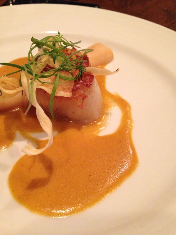 And an offering from <a href="/CookinwitNobody/">Kyle Lee McKnight</a> #searedscallops, whey braised parsley root, crispy salsify, crab roe butter