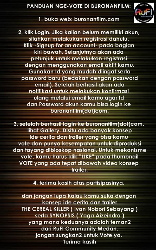 RuFI_Indonesia's tweet photo. Panduan Vote Buronan Film @MedanSumut @punya_medan @backpackermedan @TweetSumut @BloggerSUMUT @CeritaSumut @Aplaus http://t.co/qW8WdPtGuB
