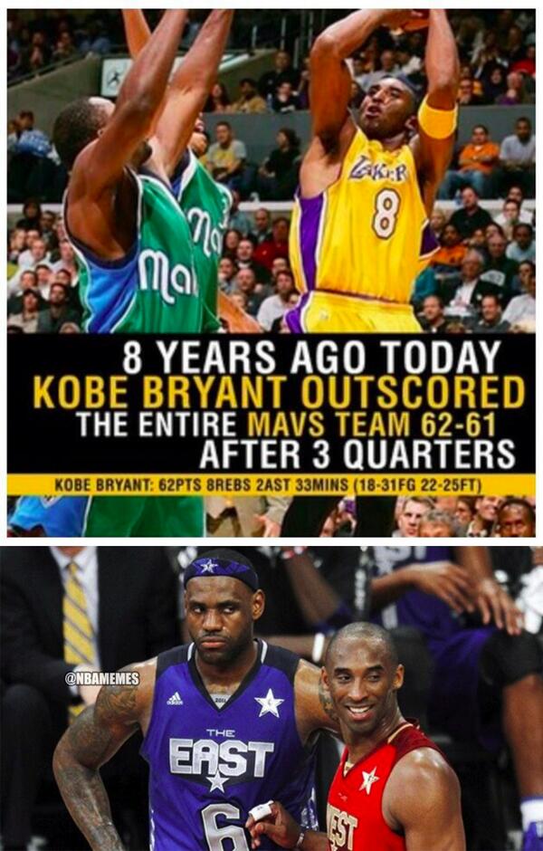 Nba Memes On Twitter Kobe Bryant S 62 Points In 3 Quarters Vs Lebron S 61 Points Lakers Heat Http T Co V2h1ndfu2d