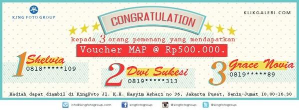 kingfotoindo's tweet photo. Berikut adalah nama-nama pemenang #KingFotoQuiz Part 1 http://t.co/ruQ2j1eabH