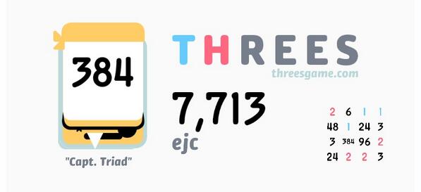 SassPanda's tweet photo. @BrunelCallum no biggie but I just scored 7,713 in @ThreesGame! http://t.co/xGLrFdZ6TR http://t.co/ffRxe9G5To
