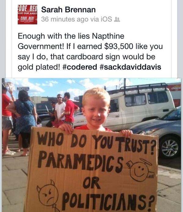 rachhen's tweet image. My nephew Ted telling Victorian Premier Denis Napthine the cold hard truth! Stop the lies!! #sackdaviddavis #codered
