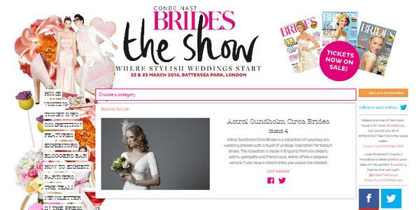 Come and see <a href="/CircaBrides/">Circa Brides</a> <a href="/AstralSundholm/">Astral Sundholm</a> at <a href="/Bridestheshow/">Brides The Show</a> Stand 4