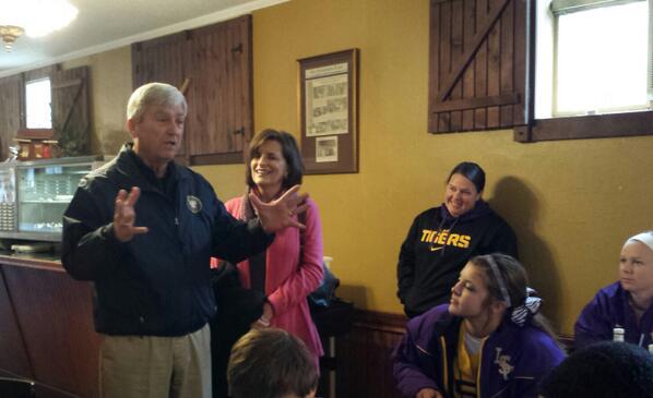 Louisiana State Senator-Dist. 31 Gerald Long (<a href="/GeraldLong31/">Gerald Long</a>) and his wife Rose joined <a href="/LSUsoftball/">LSU Softball</a> at breakfast.