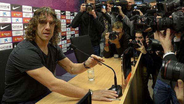 UEFAcom's tweet photo. Nearing his 600th @FCBarcelona appearance, @Carles5Puyol announces he is to leave the club - http://t.co/fm4GODgmuq http://t.co/jpgFA0uGNa