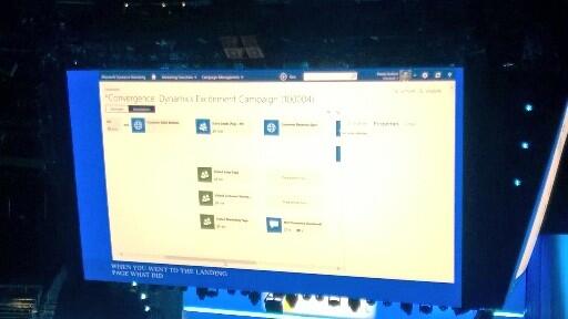 TracyKinsey's tweet photo. #msdynmkt console demo on main stage at #conv2014 allow users to build campaigns! http://t.co/48jF5Azb6e
