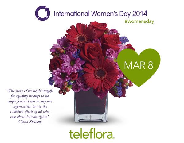 Teleflora's tweet photo. Flowers are a symbol of International Women's Day. RT to support  #womensday #girlpower http://t.co/OasJSBJlVa http://t.co/rdvX7kYaEo
