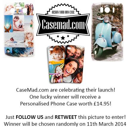 Casemadcom's tweet image. Win a Personalised Phone Case Worth £14.95! casemad.com launch #competition!