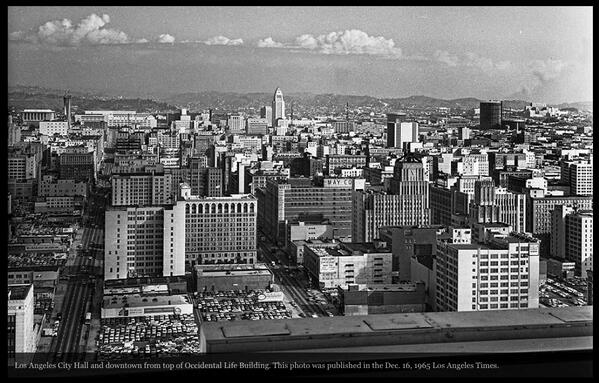Views of downtown LA in 1965 lat.ms/1dZiipv More gems from the archives via @harrysonpics #DTLA