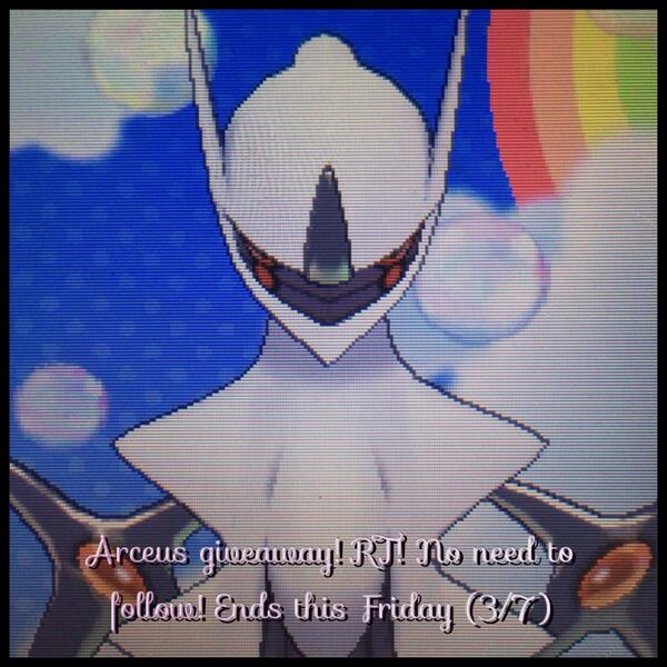 SadisticLoli's tweet photo. Event Arceus giveaway! RT! No need to follow! Ends this Friday (3/7) http://t.co/iTOfgDxImi