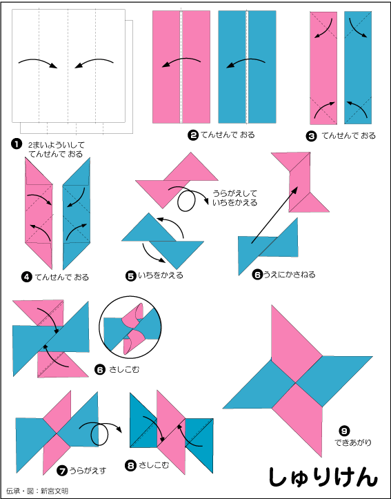 折り紙 手裏剣 作り方 2枚