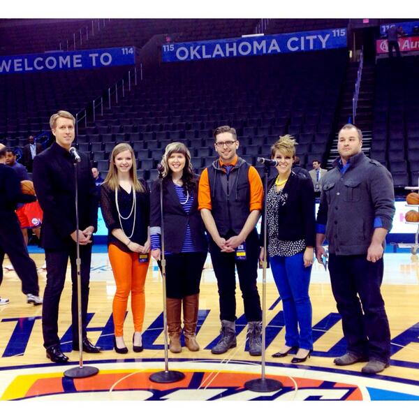 Wild &amp; Sweet warming up for the national anthem at tonight's Thunder game! <a href="/okcthunder/">OKC THUNDER</a> #wearethunder